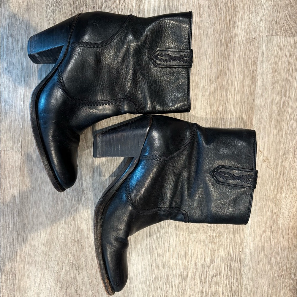 Frye Black Leather Ankle Boots